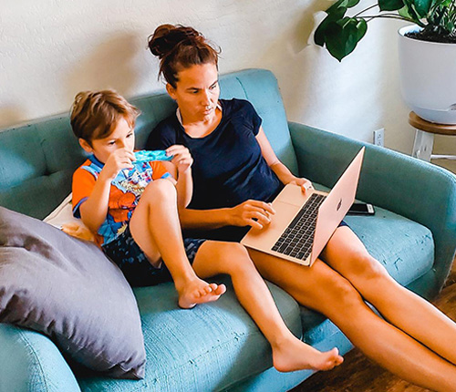 Mother and son image